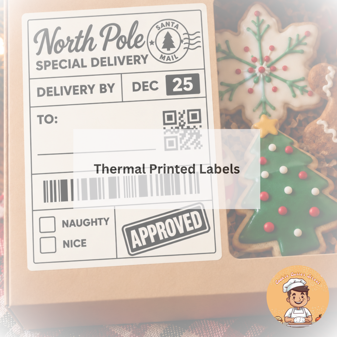 Thermal printed label on cookie gift box