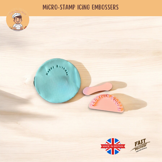 MICRO Message Arch Shape Happy Birthday Cutter & Icing Embosser For Cookies & Cupcake Toppers