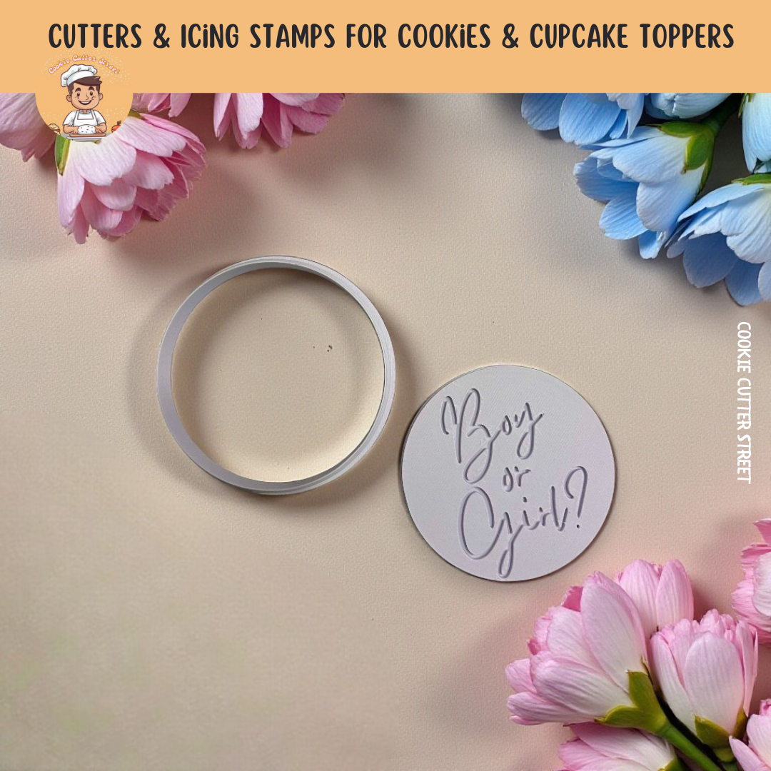 Boy or Girl Gender Reveal  Icing Stamps and Cutters For Cookies & Cupcake Toppers