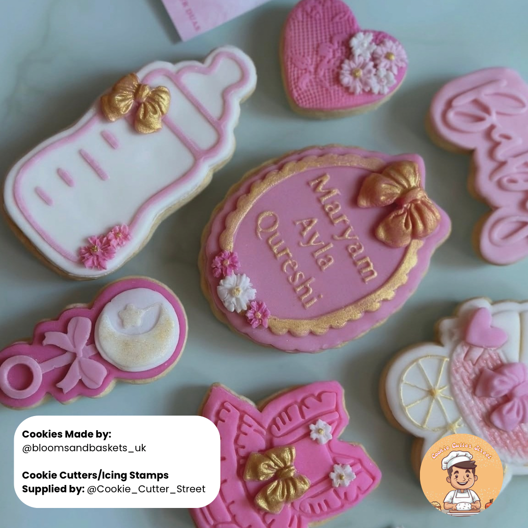 Decorative cookies with personalized names on a light background