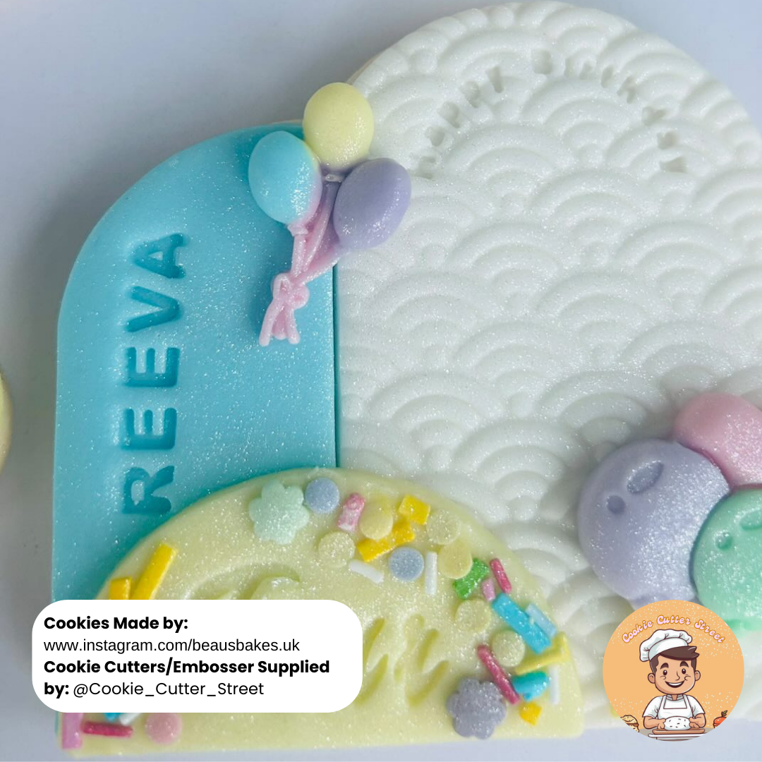MICRO Message Arch Shape Happy Birthday Cutter & Icing Embosser For Cookies & Cupcake Toppers