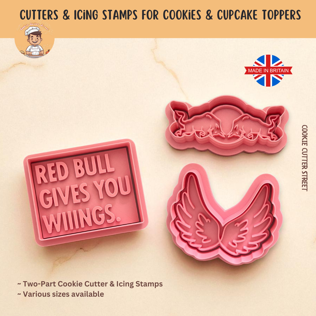 Bull Energy Drink Themed Cutters & Icing Embossers For Cookies & Cupca ...