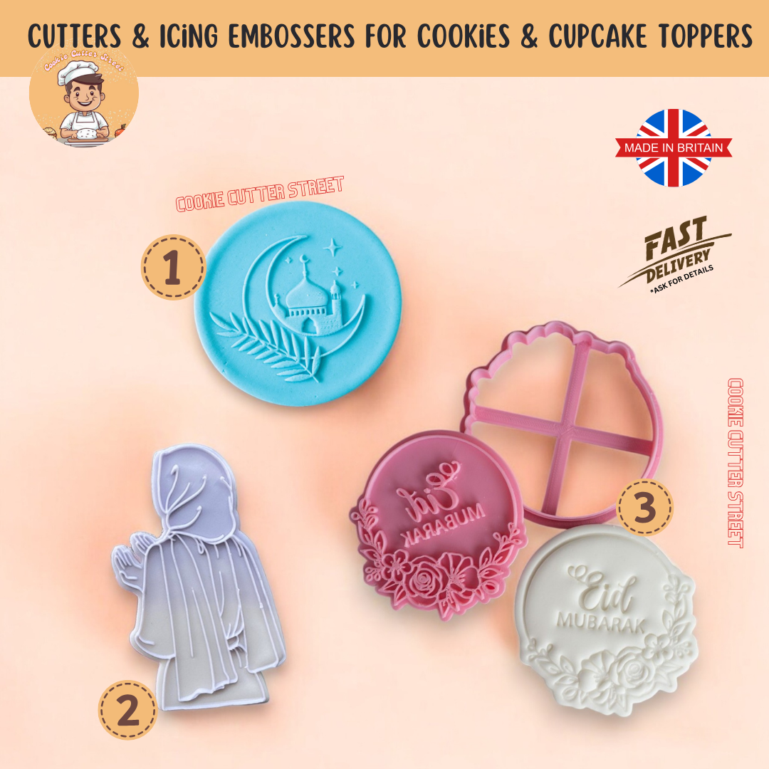 Beautiful Muslim Ramadan Eid Cutters & Icing Embossers For Cookies & Cupcake Toppers
