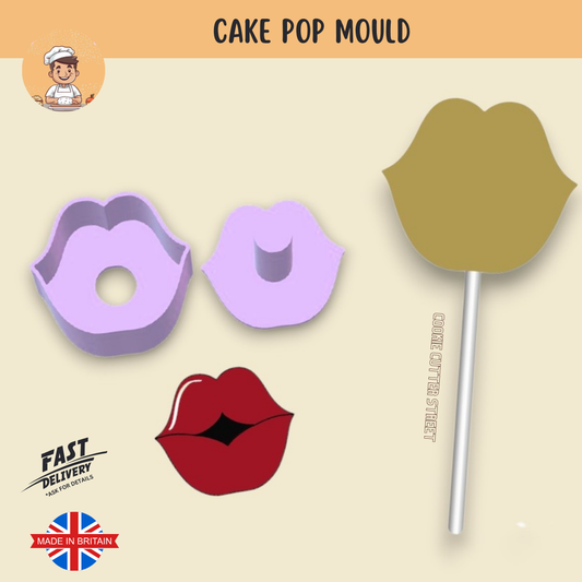 Valentines Lips Shape Cake Pop Mould with Custom Plunger Tool