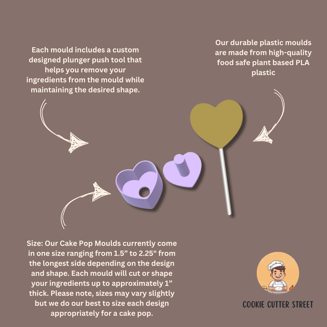 Heart Shape Cake Pop Mould with Plunger Tool – Perfect for Valentine’s, Weddings, and Special Occasions