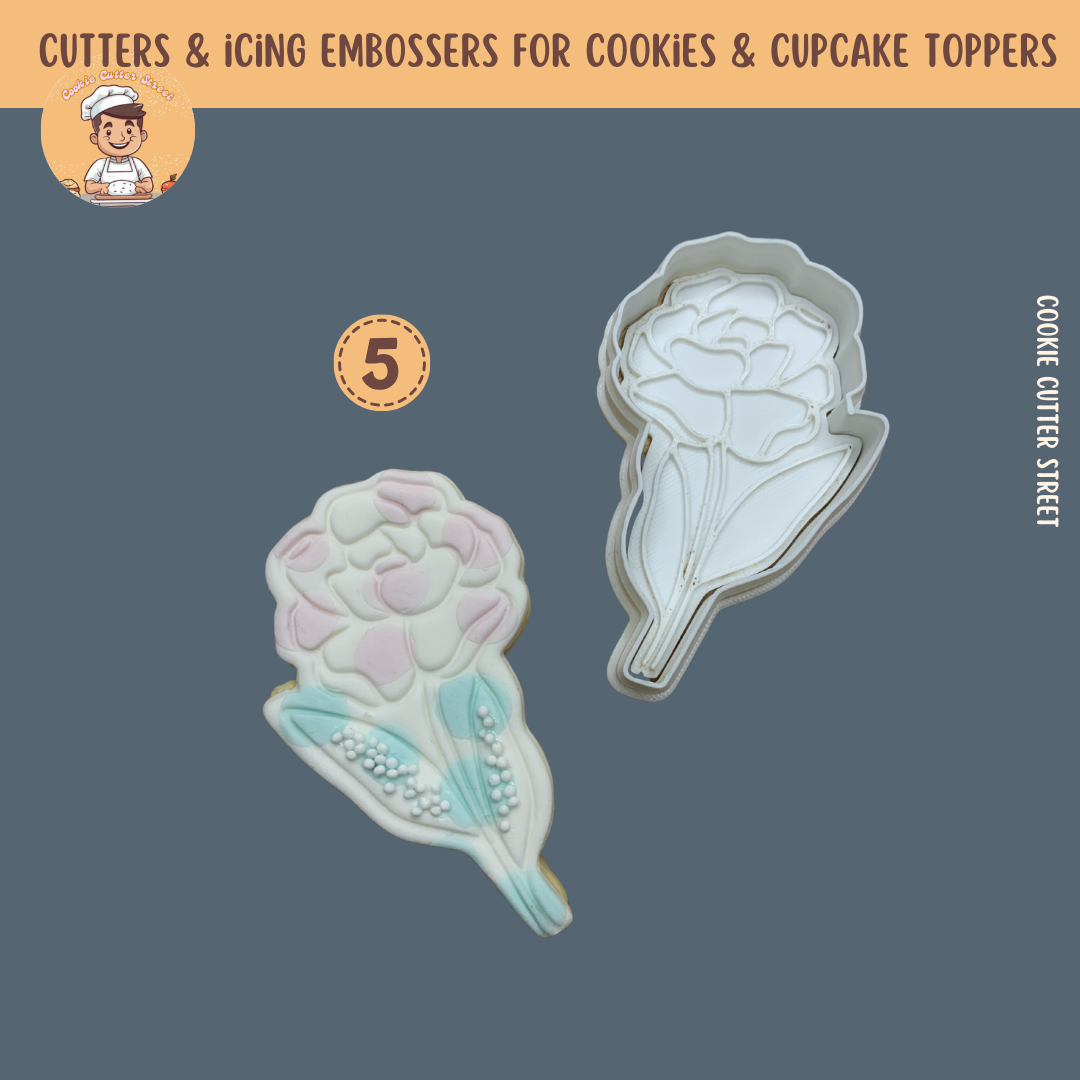 Floral Designs Cutters & Icing Embossers For Cookies & Cupcake Toppers