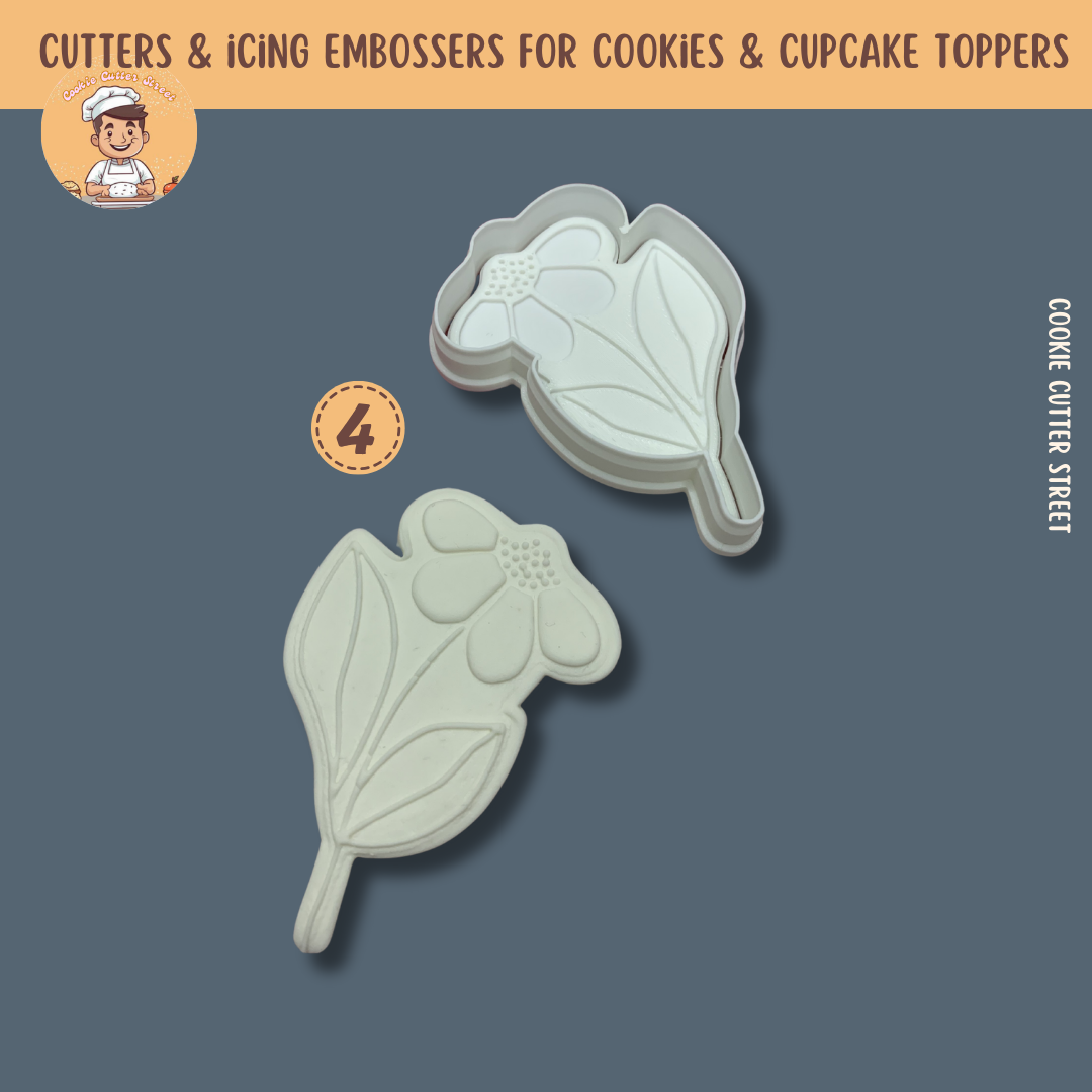 Floral Designs Cutters & Icing Embossers For Cookies & Cupcake Toppers