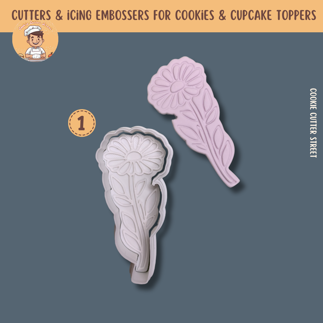 Floral Designs Cutters & Icing Embossers For Cookies & Cupcake Toppers