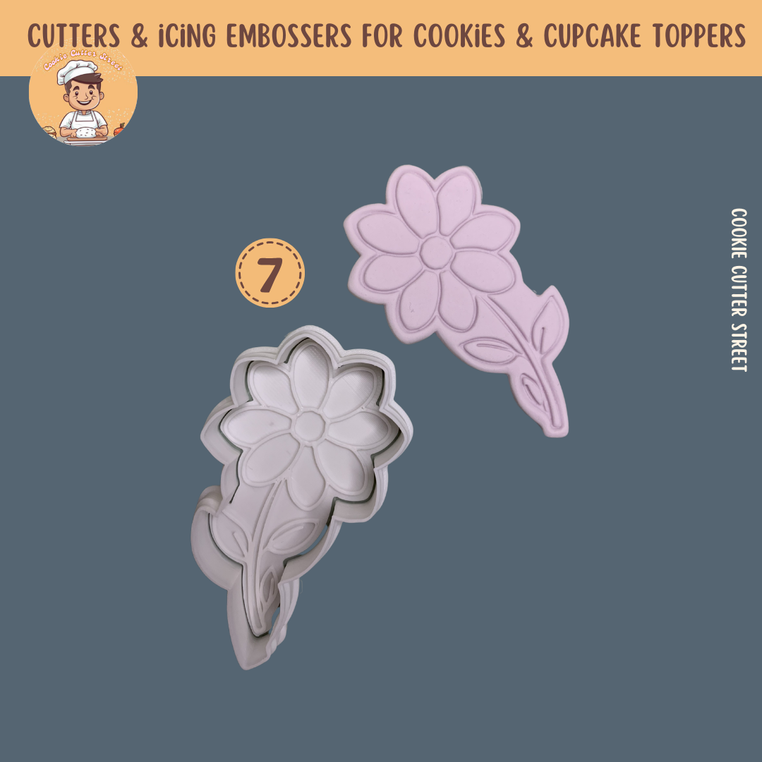 Floral Designs Cutters & Icing Embossers For Cookies & Cupcake Toppers
