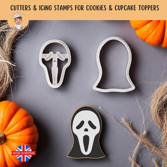 Halloween Scream Mask Multi-Piece Icing Cutter For Cookies & Cupcake Toppers