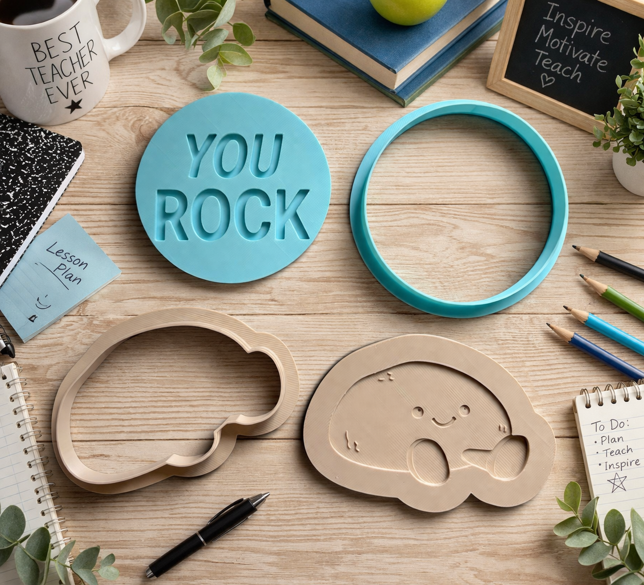 “You Rock” Cookie Stamp & Cute Rock Shape Cutter | Teacher Thank You Cookie