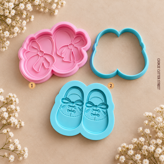 Baby Shoes Icing Stamp & Cookie Cutter | Baby Girl & Boy Baby Shower