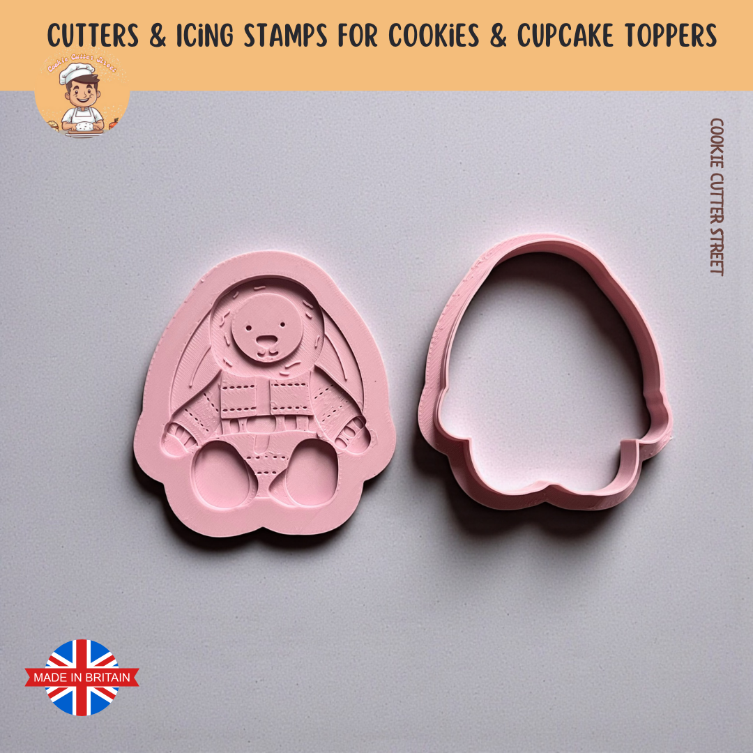 Jelly-Cutie-Bunny Winter Snowsuit Cutters & Icing Embossers For Cookies & Cupcake Toppers