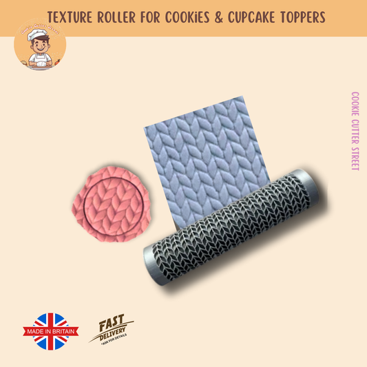 Cable Knit Texture Roller Icing Stamp  – Festive Designs for Baking & Crafting