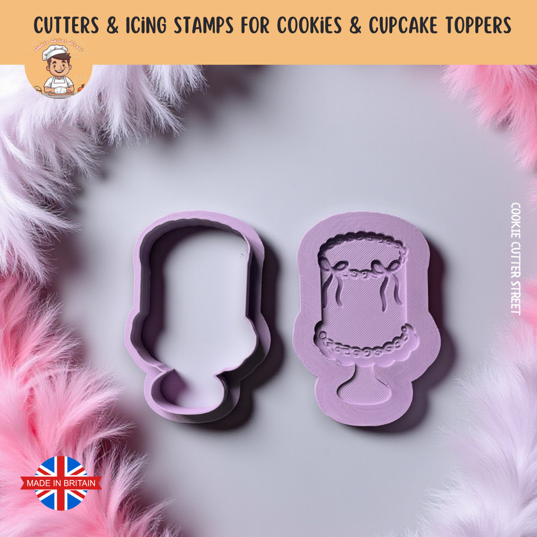 Vintage Tall Lambeth Cake Debosser & Cutter For Cookies & Cupcake Toppers
