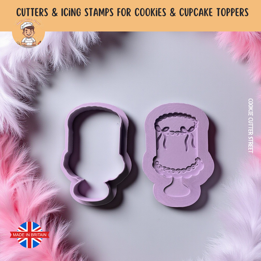Vintage Tall Lambeth Cake Debosser & Cutter For Cookies & Cupcake Toppers