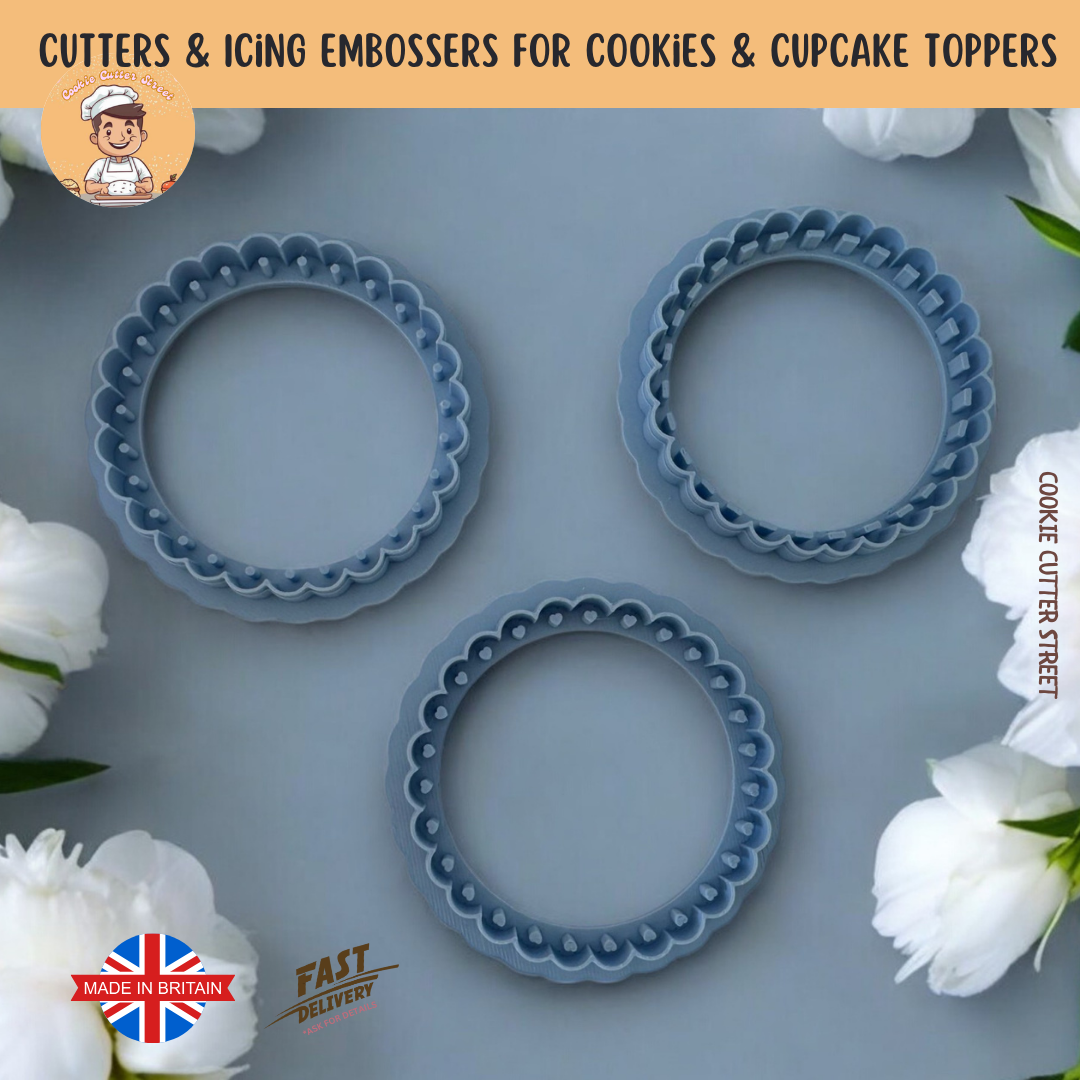 Scalloped Edge Dimple Detail Cutters & Icing Embossers For Cookies & C ...