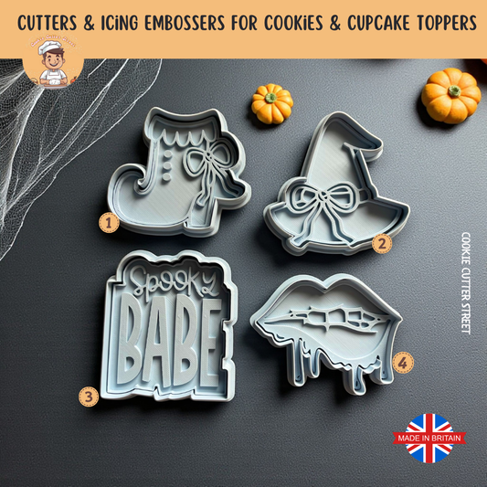 Spooky Babe Halloween Cutters & Icing Stamps For Cookies & Cupcake Toppers