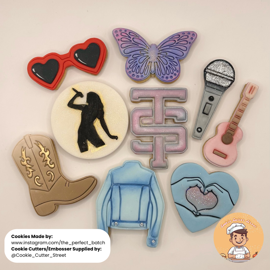 Taylor Swift Themed Cutters & Icing Embossers For Cookies & Cupcake Toppers