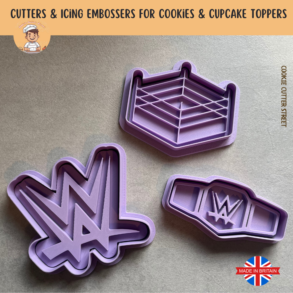 Wrestling WWE Cutters & Icing Embossers For Cookies & Cupcake Toppers ...