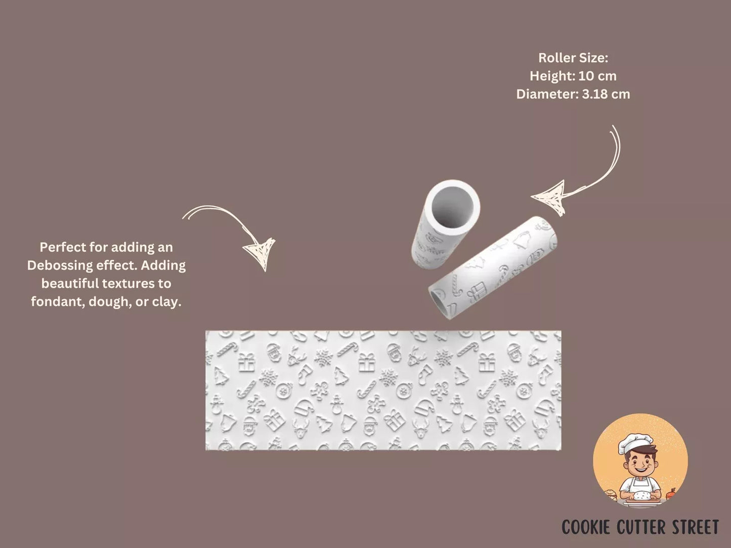 Christmas Pattern Texture Roller Icing Stamp Debosser – Perfect for Cookies, Cakes & Cupcakes