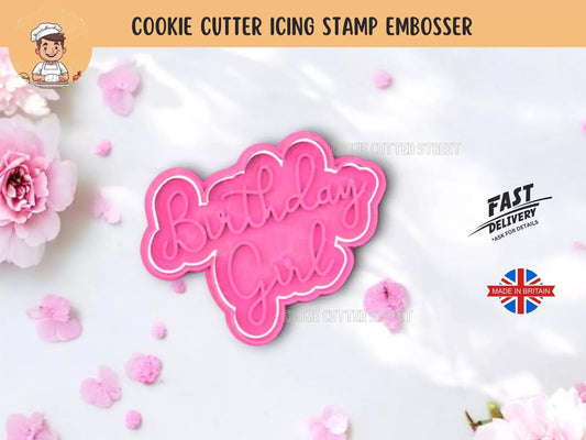 Birthday Girl Design Cutter & Icing Embosser For Cookies & Cupcake Topper
