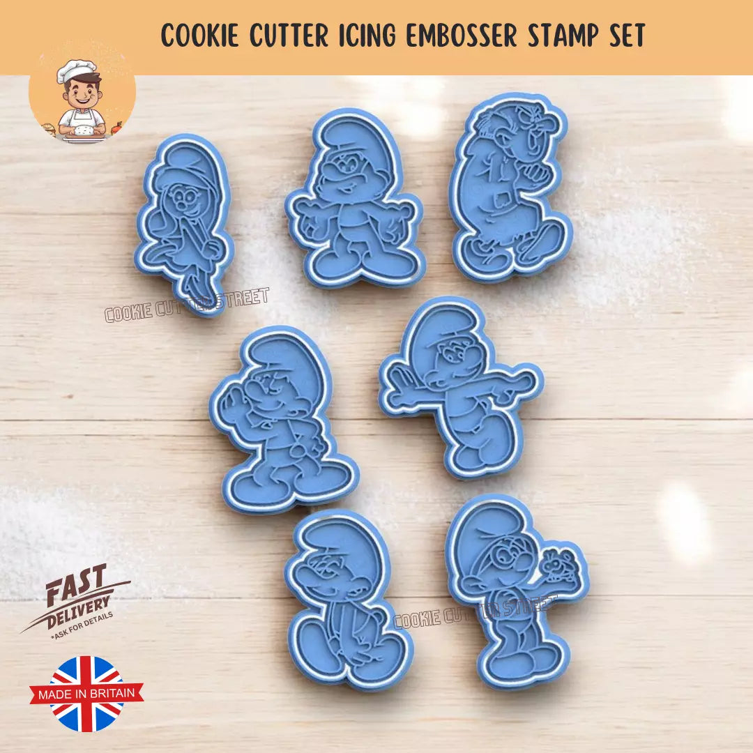 The Smurfs Themed Cutters & Icing Embossers For Cookies & Cupcake Toppers