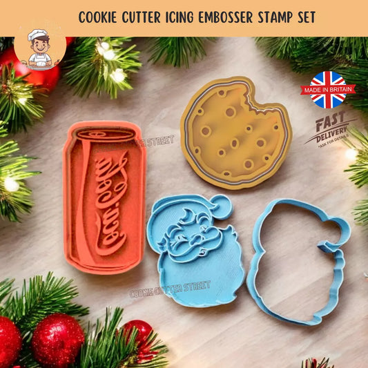 Christmas Eve Cookies & Cola For Santa Cutters & Icing Embossers For Cookies & Cupcake Toppers