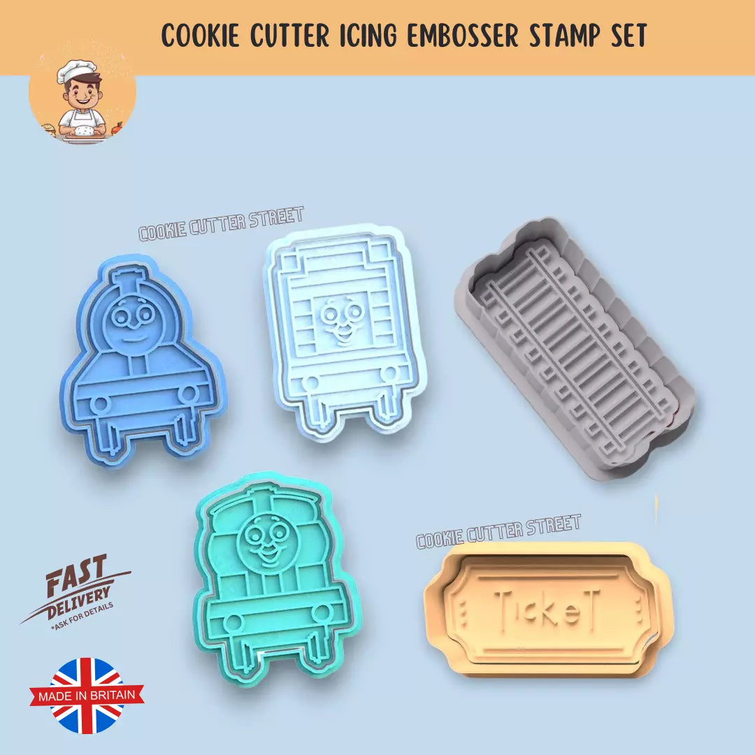 Thomas The Tank Engine Themed Cutters & Icing Embossers For Cookies & Cupcake Toppers