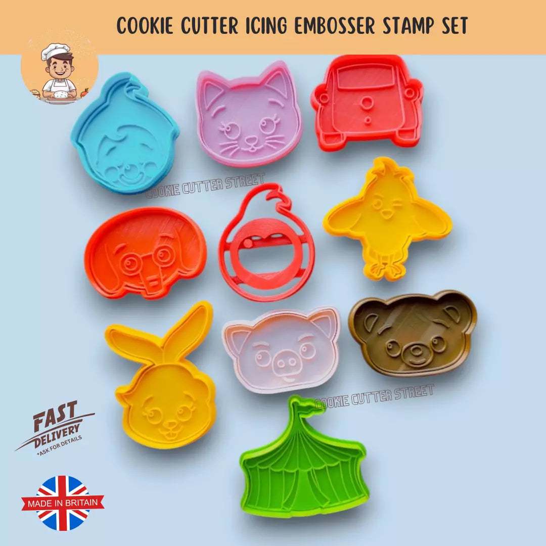 Plim Plim Themed Cutters & Icing Embossers For Cookies & Cupcake Toppers