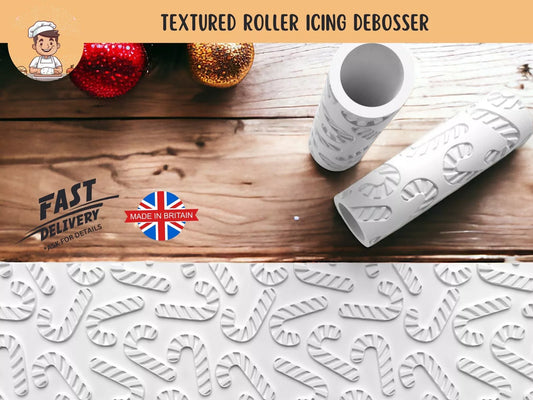 Christmas Candy Cane Texture Roller Icing Stamp Debosser – Festive Designs for Baking & Crafting